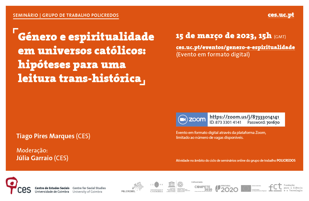 Gender and spirituality in catholic universes: hypotheses for a trans-historical reading <span id="edit_41143"><script>$(function() { $('#edit_41143').load( "/myces/user/editobj.php?tipo=evento&id=41143" ); });</script></span>