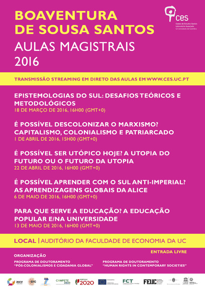 Epistemologies of the South: theoretical and methodological challenges<span id="edit_13260"><script>$(function() { $('#edit_13260').load( "/myces/user/editobj.php?tipo=evento&id=13260" ); });</script></span>